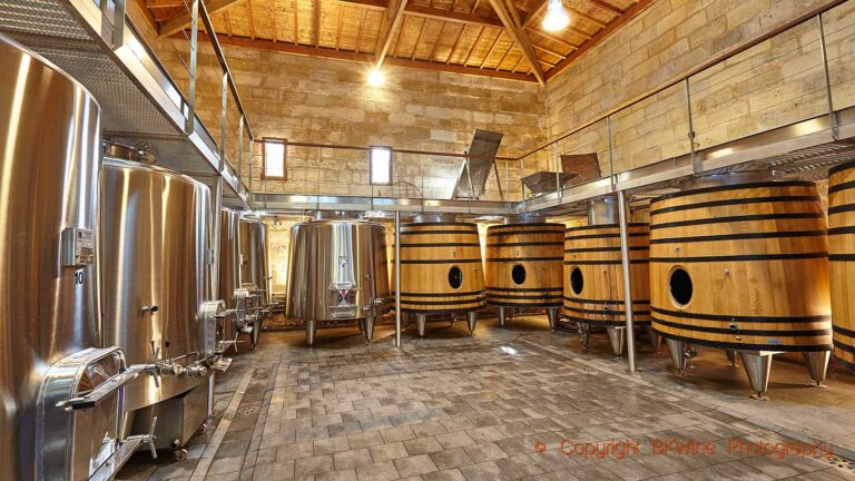 The vat hall and fermentation cellar at Chateau Franc Mayne, Saint Emilion